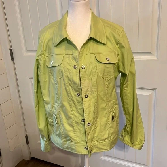 CHRISTOPHER & BANKS Womens green snap up jacket size Large - Picture 2 of 13